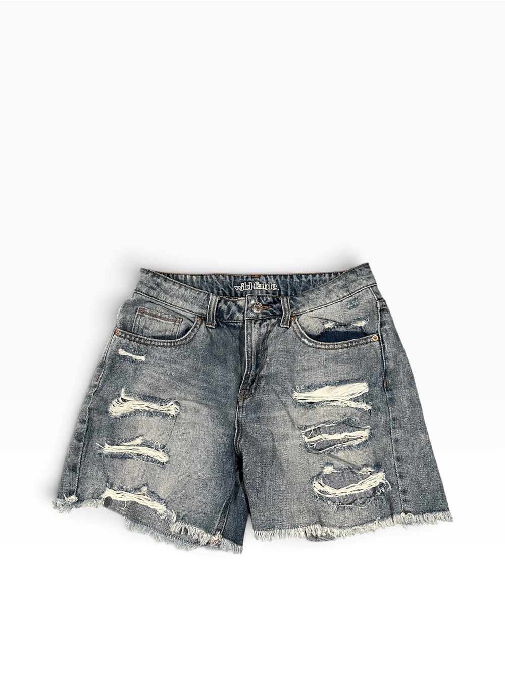 Wild Fable High Rise Distressed Acid Wash Denim Shorts 4